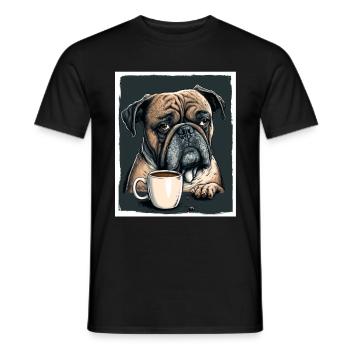 Dog Bulldog Coffee Cup Morning Grouch Cocoa Pug - Men's T-Shirt - black - Front - AI Model Male 178 light (178cm)