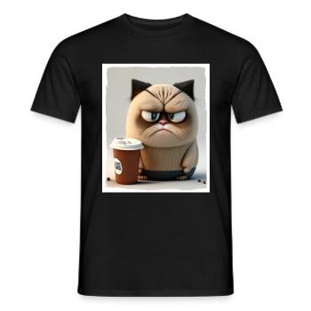 Katze Kätzchen Kaffee Tasse Morgenmuffel Kakao - Männer T-Shirt - Schwarz - Vorne - AI Model Male 178 light (178cm)