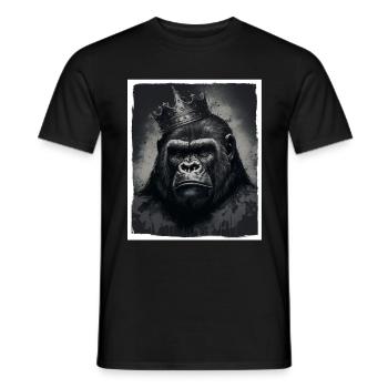 Affe Gorilla König Chef Grunge Illustration - Männer T-Shirt - Schwarz - Vorne - AI Model Male 178 light (178cm)