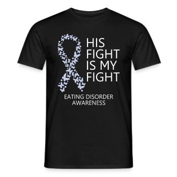 Eating Disorder Ribbon Month His Fight is my Fight - Men's T-Shirt - black - Front - AI Model Male 178 light (178cm)