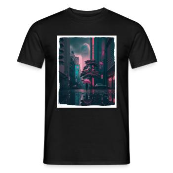 Vaporwave Aestethic Retro Japon Neon Emo Anime - T-shirt homme - noir - Devant - AI Model Male 178 light (178cm)