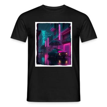 Vaporwave Aestethic Retro Japon Neon Emo Anime - T-shirt homme - noir - Devant - AI Model Male 178 light (178cm)