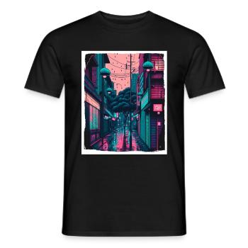 Vaporwave Aestethic Retro Japon Neon Emo Anime - T-shirt homme - noir - Devant - AI Model Male 178 light (178cm)