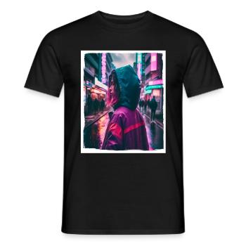 Vaporwave Aestethic Retro Japon Neon Emo Anime - T-shirt homme - noir - Devant - AI Model Male 178 light (178cm)