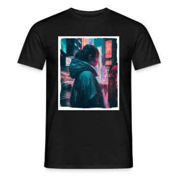 Vaporwave Aestethic Retro Japon Neon Emo Anime - T-shirt homme - noir - Devant - AI Model Male 178 light (178cm)