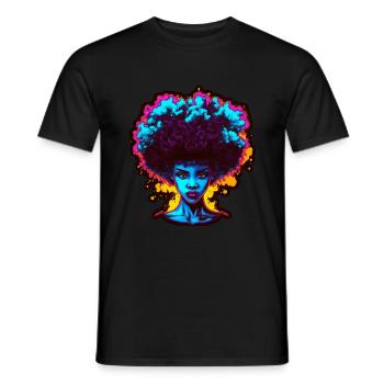 Afro Hair Retro Africa Queen Sunglasses Neon - Men's T-Shirt - black - Front - AI Model Male 178 light (178cm)