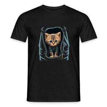 Cute Grey Cat Kitten Jeans Jacket Bag - Men's T-Shirt - black - Front - AI Model Male 178 light (178cm)