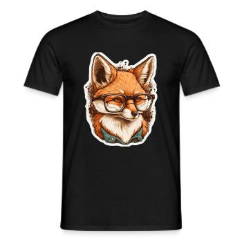 Renard mignon avec des lunettes de lecture Amateur de livres de renard - T-shirt homme - noir - Devant - AI Model Male 178 light (178cm)