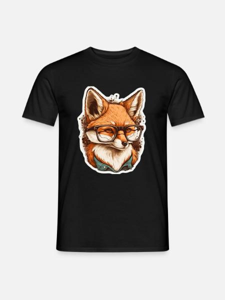 Süßer Fuchs mit Lesebrille Lesefuchs Buchliebhaber - Männer T-Shirt - Schwarz