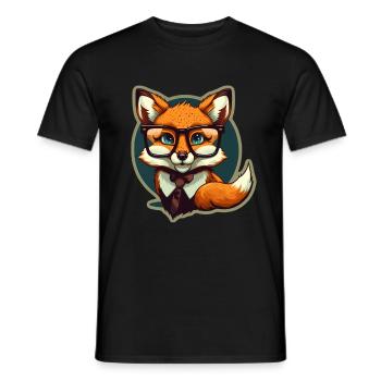 Renard mignon avec des lunettes de lecture Amateur de livres de renard - T-shirt homme - noir - Devant - AI Model Male 178 light (178cm)