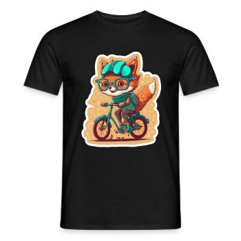 Süßer Fuchs mit Brille Fahrrad Bike Moped Roller - Männer T-Shirt - Schwarz - Vorne - AI Model Male 178 light (178cm)