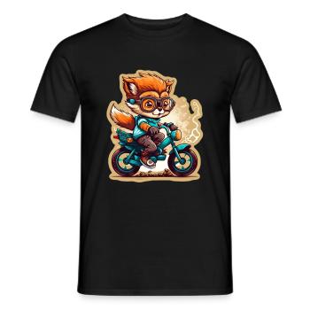 Süßer Fuchs mit Brille Fahrrad Bike Moped Roller - Männer T-Shirt - Schwarz - Vorne - AI Model Male 178 light (178cm)