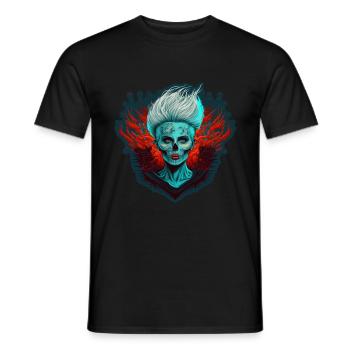 Böse Alte Frau Horror Skelett Dämon Bikerin - Männer T-Shirt - Schwarz - Vorne - AI Model Male 178 light (178cm)