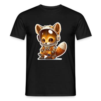 Mignon Fox Space Astronaute Planète Espace - T-shirt homme - noir - Devant - AI Model Male 178 light (178cm)