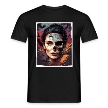 Evil Old Woman Horror Skeleton Demon Bikerin - Men's T-Shirt - black - Front - AI Model Male 178 light (178cm)