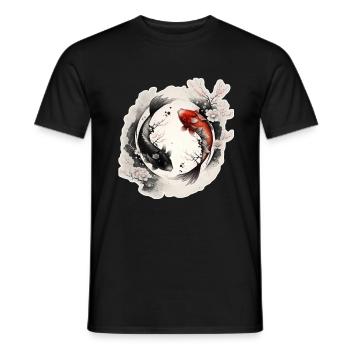 Japan Koi Fish Carp Japanese Cherry Blossom - Men's T-Shirt - black - Front - AI Model Male 178 light (178cm)