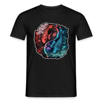 Japan Koi Fish Carp Japanese Cherry Blossom - Men's T-Shirt - black - Front - AI Model Male 178 light (178cm)