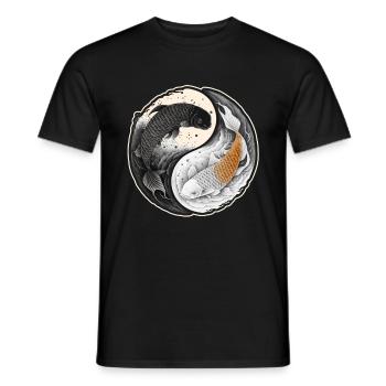 Japan Koi Fish Carp Japanese Cherry Blossom - Men's T-Shirt - black - Front - AI Model Male 178 light (178cm)