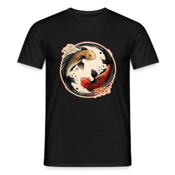 Japan Koi Fish Carp Japanese Cherry Blossom - Men's T-Shirt - black - Front - AI Model Male 178 light (178cm)