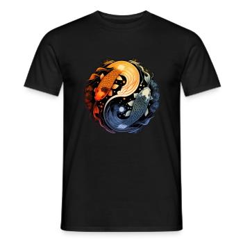 Japan Koi Fish Carp Japanese Cherry Blossom - Men's T-Shirt - black - Front - AI Model Male 178 light (178cm)