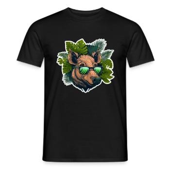 Chasse au sanglier Chasseur Sanglier Chasse Forêt - T-shirt homme - noir - Devant - AI Model Male 178 light (178cm)