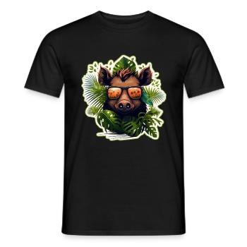 Chasse au sanglier Chasseur Sanglier Chasse Forêt - T-shirt homme - noir - Devant - AI Model Male 178 light (178cm)