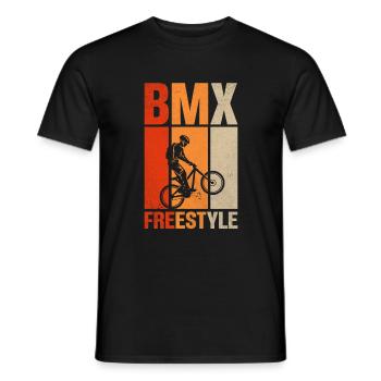 Vintage BMX Freestyle Cyclist - Men's T-Shirt - black - Front - AI Model Male 178 light (178cm)
