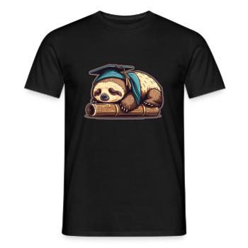 Degree Sleeping Sloth Uni Master Bachelor - Men's T-Shirt - black - Front - AI Model Male 178 light (178cm)