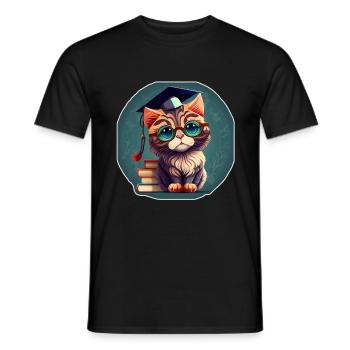 Abschluss Schlafen Katze Uni Master Bachelor - Männer T-Shirt - Schwarz - Vorne - AI Model Male 178 light (178cm)