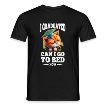 Abschluss Schlafen Katze Uni Master Bachelor - Männer T-Shirt - Schwarz - Vorne - AI Model Male 178 light (178cm)