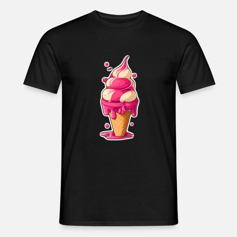 Eis Eiscreme Soft Eis Ich bin wegen dem Eis hier - Männer T-Shirt - Schwarz