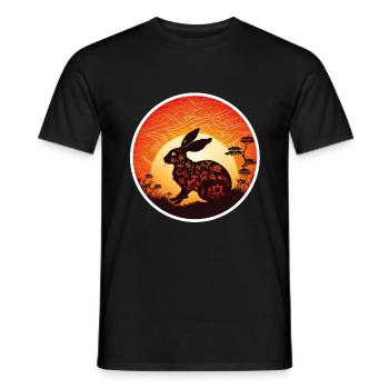 Hase China Kaninchen Chinesisches Neujahr Blumen - Männer T-Shirt - Schwarz - Vorne - AI Model Male 178 light (178cm)