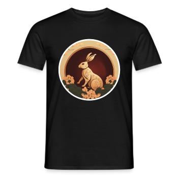 Hase China Kaninchen Chinesisches Neujahr Blumen - Männer T-Shirt - Schwarz - Vorne - AI Model Male 178 light (178cm)