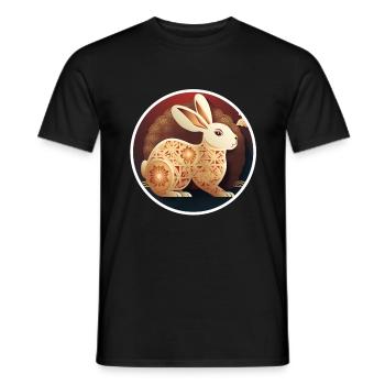 Hase China Kaninchen Chinesisches Neujahr Blumen - Männer T-Shirt - Schwarz - Vorne - AI Model Male 178 light (178cm)