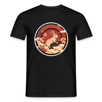 Hase China Kaninchen Chinesisches Neujahr Blumen - Männer T-Shirt - Schwarz - Vorne - AI Model Male 178 light (178cm)