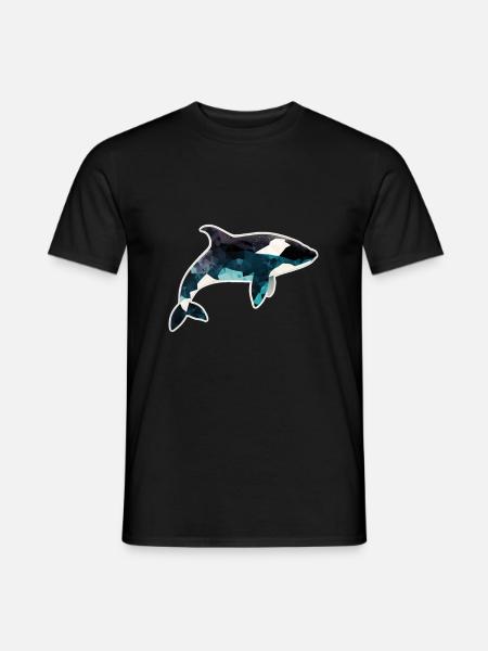 Wal Orca Polygon Geometrisch Unterwasserwelt Ozean - Männer T-Shirt - Schwarz