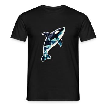 Whale Orca Polygon Geometric Underwater World Ocean - T-shirt homme - noir - Devant - AI Model Male 178 light (178cm)