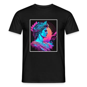 Vaporwave Greek mythology God Neon Olympus - Men's T-Shirt - black - Front - AI Model Male 178 light (178cm)
