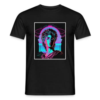 Vaporwave Griechische Mythologie Gott Neon Olymp - Männer T-Shirt - Schwarz - Vorne - AI Model Male 178 light (178cm)