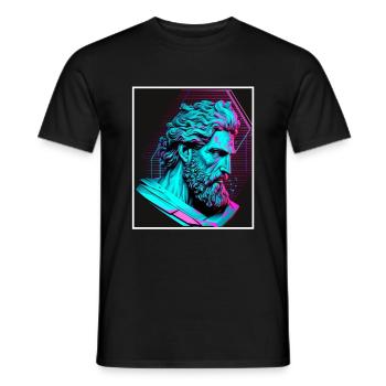 Vaporwave Griechische Mythologie Gott Neon Olymp - Männer T-Shirt - Schwarz - Vorne - AI Model Male 178 light (178cm)