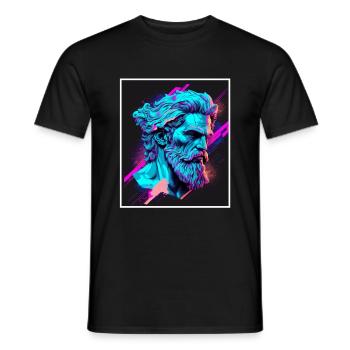 Vaporwave Griechische Mythologie Gott Neon Olymp - Männer T-Shirt - Schwarz - Vorne - AI Model Male 178 light (178cm)