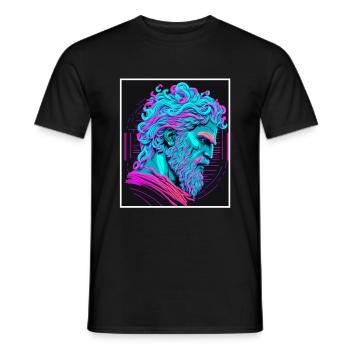 Vaporwave Griechische Mythologie Gott Neon Olymp - Männer T-Shirt - Schwarz - Vorne - AI Model Male 178 light (178cm)