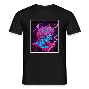 Vaporwave Griechische Mythologie Gott Neon Olymp - Männer T-Shirt - Schwarz - Vorne - AI Model Male 178 light (178cm)