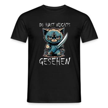 Du hast nichts gesehen Katze Messer Kätzchen - Männer T-Shirt - Schwarz - Vorne - AI Model Male 178 light (178cm)