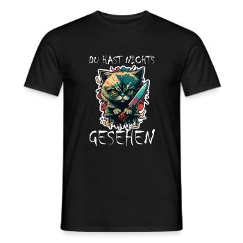 Du hast nichts gesehen Katze Messer Kätzchen - Männer T-Shirt - Schwarz - Vorne - AI Model Male 178 light (178cm)