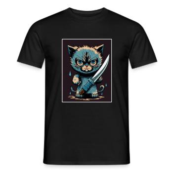 Du hast nichts gesehen Katze Messer Kätzchen - Männer T-Shirt - Schwarz - Vorne - AI Model Male 178 light (178cm)