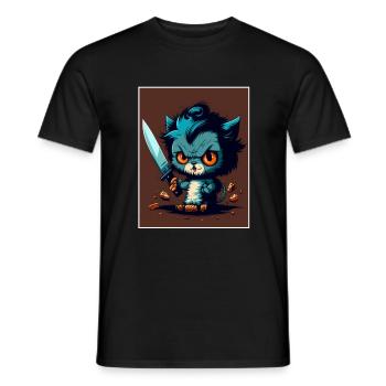 Du hast nichts gesehen Katze Messer Kätzchen - Männer T-Shirt - Schwarz - Vorne - AI Model Male 178 light (178cm)