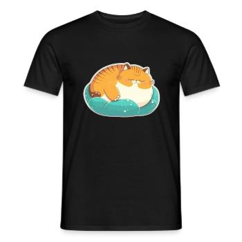 Sleeping Fat Cat Chemise de sommeil Chemise en câlin - T-shirt homme - noir - Devant - AI Model Male 178 light (178cm)