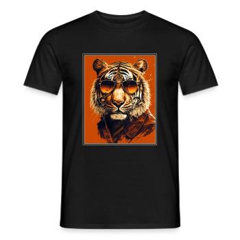 Bengalischer Tiger Katze Boss Chef Raubkatze - Männer T-Shirt - Schwarz - Vorne - AI Model Male 178 light (178cm)