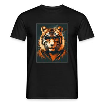 Bengalischer Tiger Katze Boss Chef Raubkatze - Männer T-Shirt - Schwarz - Vorne - AI Model Male 178 light (178cm)